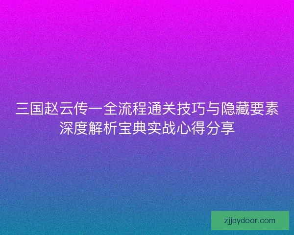 三国赵云传一全流程通关技巧与隐藏要素深度解析宝典实战心得分享